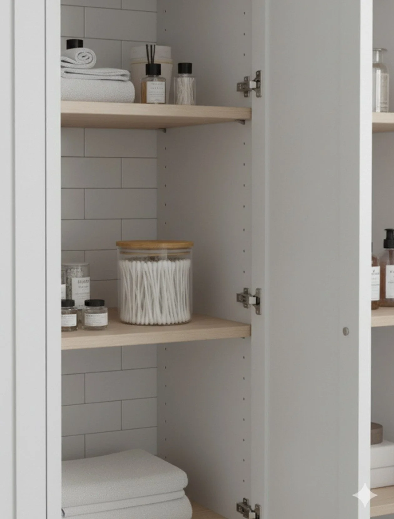Aufbewahrungsbox mit Bambusdeckel – Kosmetik-Organizer inkl. 300 Wattestäbchen